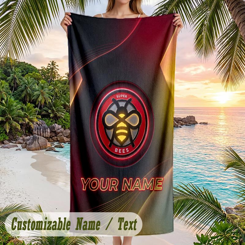 Beach Towel Brentford Football Print Custom Name Text Soft Towel for Swimming Pool