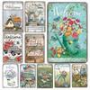 Panneau Métallique Plat Ré B Signe de Bienvenue Vintage pour Jardin Lot de Panneaux en Étain Décoration Rustique pour la Maison Art Mural Papillon Fleur Arrosoir