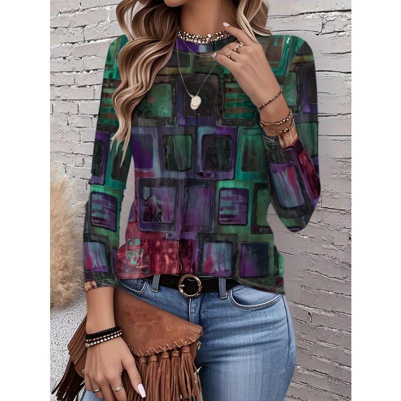 2026 New Women s Fashionable and Elegant Top with Artistic Print, Modern Artistic Design for Everyday Wear S