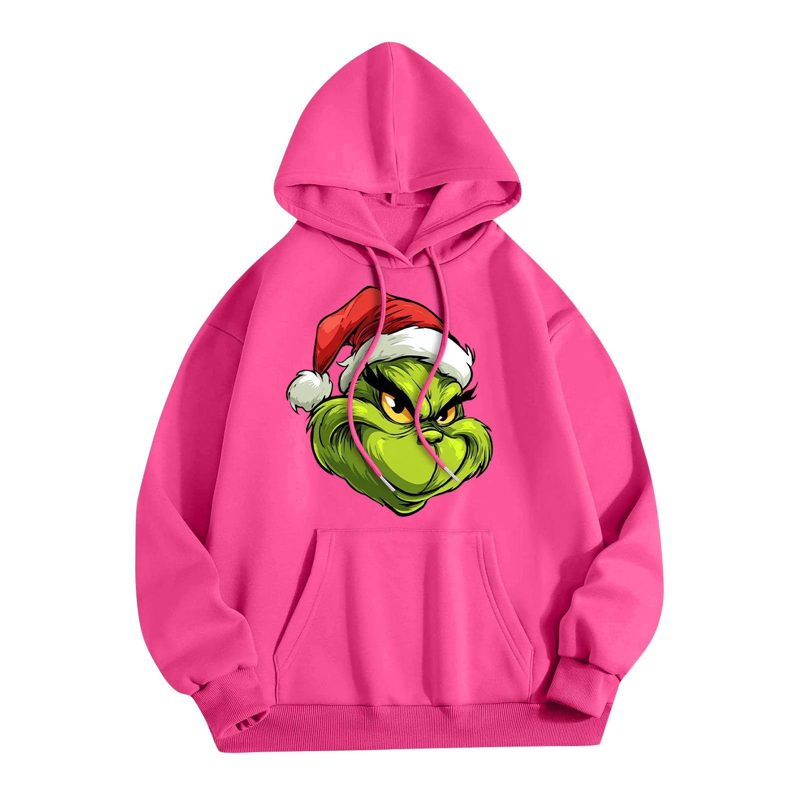 

Женская модная повседневная толстовка с капюшоном и карманами с рождественским принтом L