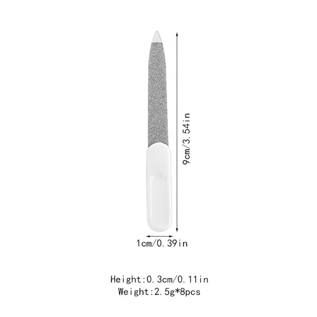 8 Pcs Stainless Steel Double-Sided Nail Files for Professional Manicures At Home and Salon