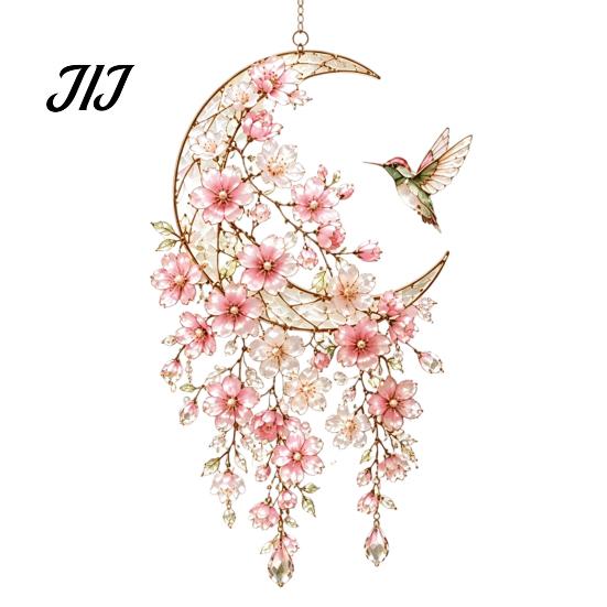 Waterproof Wind Chimes for Patio Acrylic Flower & Sun/Moon Chimes, Window Hanging Suncatcher Housewarming Gifts New Home Living Room Balcony,