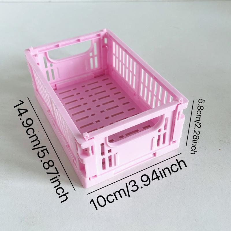 Collapsible Crate Plastic Folding Storage Box Basket Utility Cosmetic Container Desktop Holder Home Use School Desk Storage Box