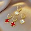 Luxury Four-leaf Clover Earrings - Elegant Women's Ear Cuffs Studs