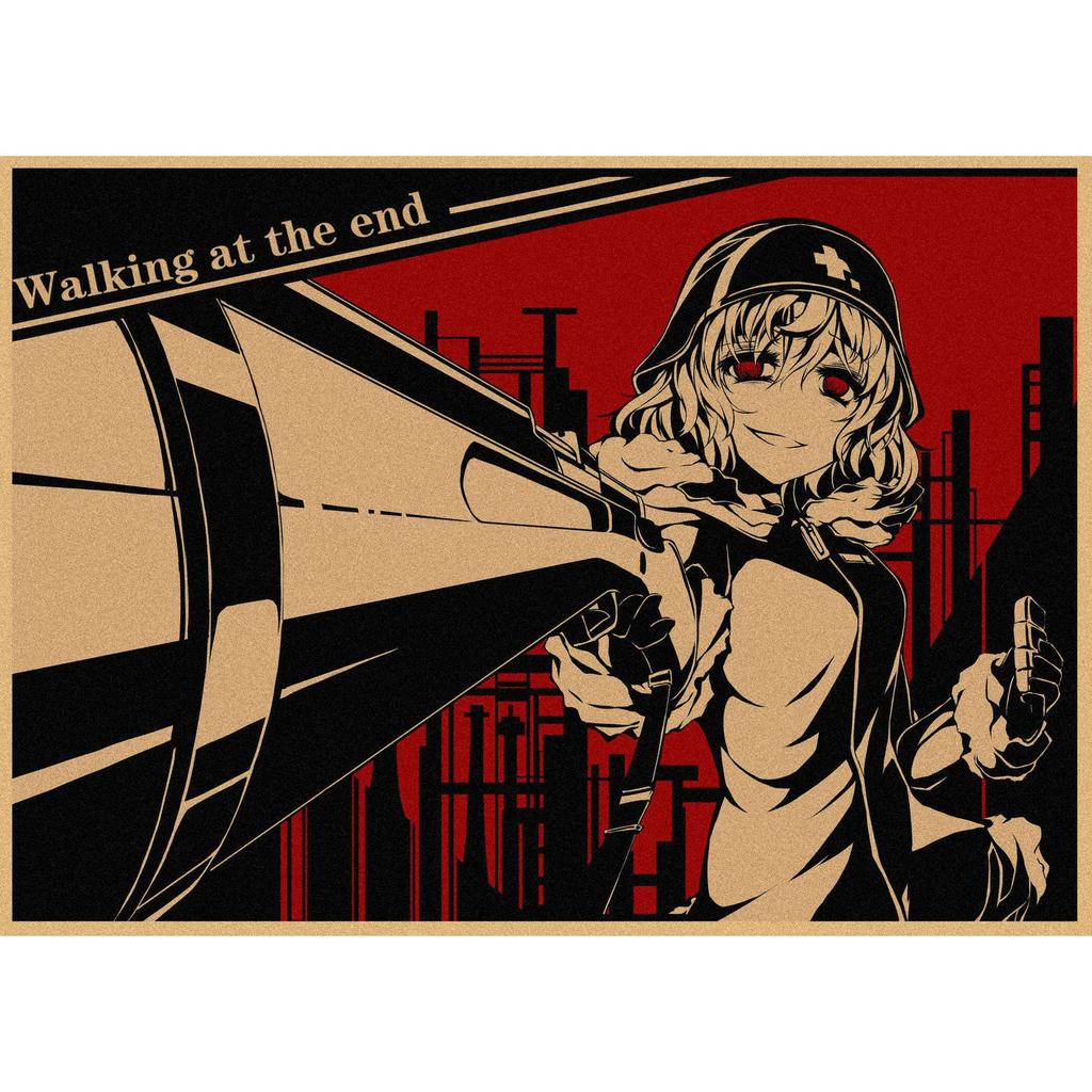 Retro Japanese Anime Girl Journey Poster - Kraft Paper Decorative Wall Art
