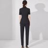 Women's Black Slim-Fit Short-Sleeve Professional Suit - Summer Fashion Workwear with Teacher Temperament