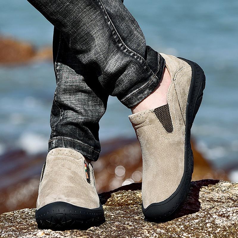 38-48 Casual Men's Shoes Retro British Style Leather Large Size Two-layer Pork Skin Driving Car Shoes