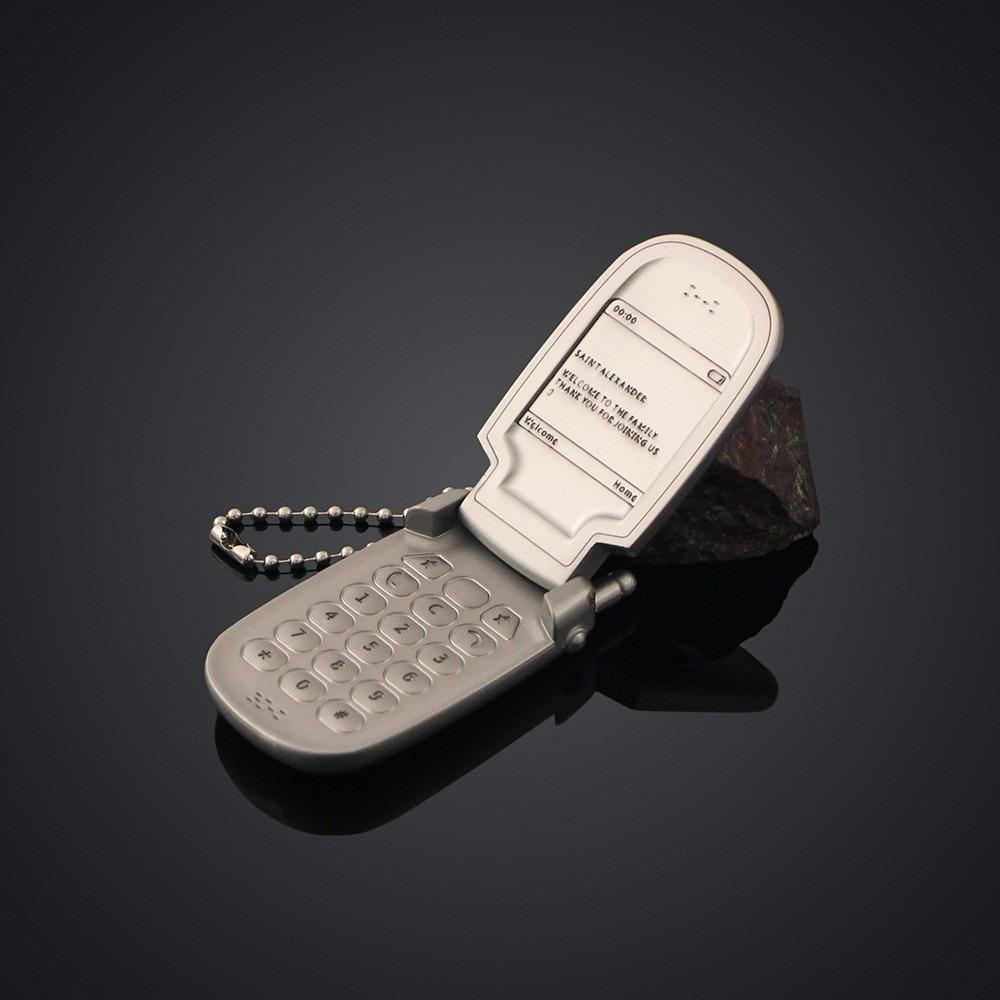 Hanging Mini Phone Model Pendant Zinc Zinc Alloy Foldable Phone Shape Key Ring Backpack Accessories
