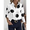 Women's Beautiful Shirt Long-sleeved Fashion Trend Lapel Shirt, Classic Black and White Polka Dot Print