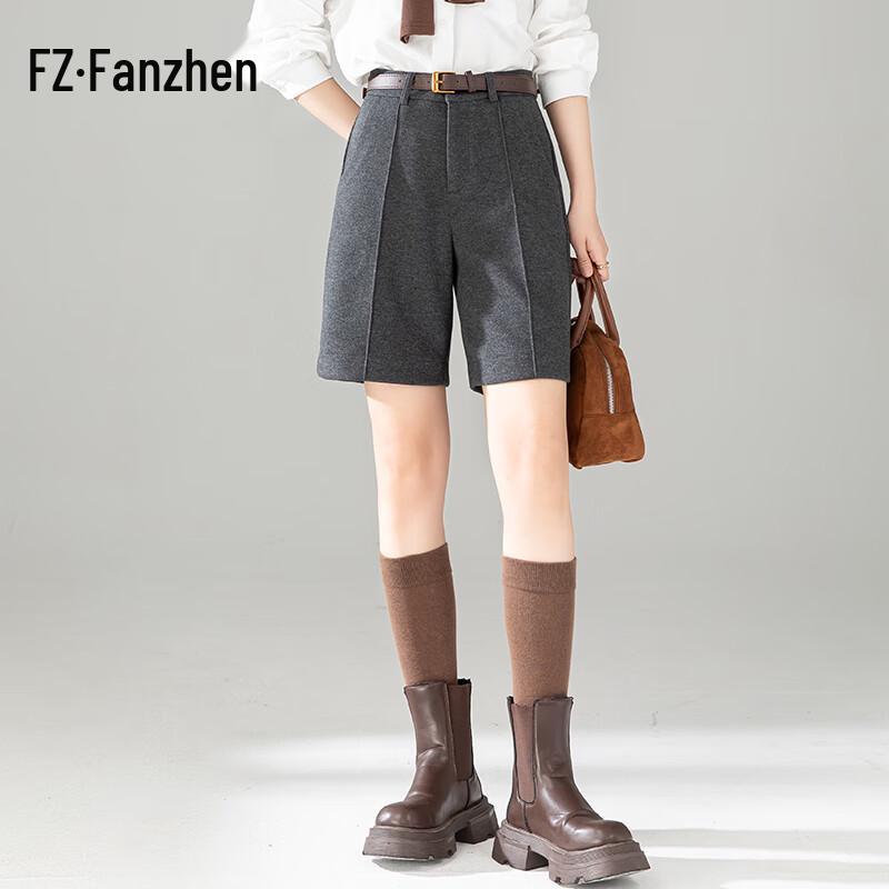 

Women s High-Waist Wide-Leg Wool Blend Knee-Length Shorts 30