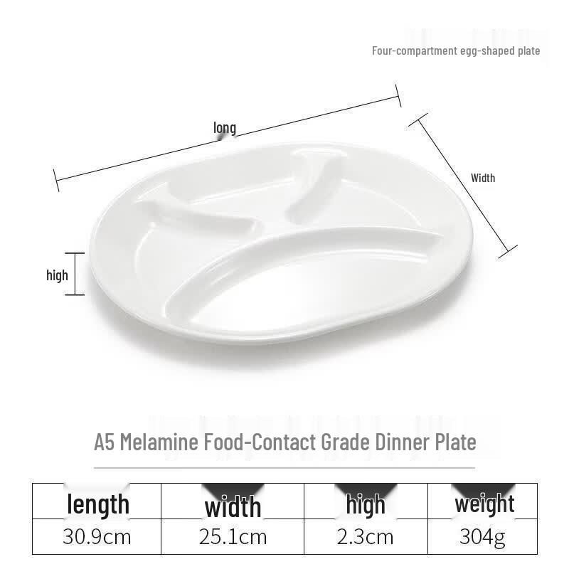 A5 Melamine Four-Compartment Oval Plate