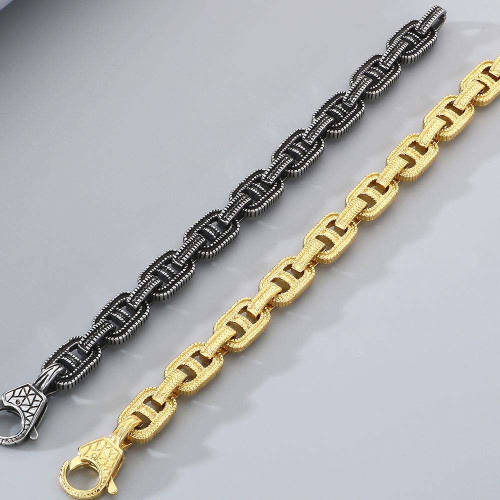 Vintage Solid Stainless Steel Man Bracelet for Men Cool 12MM Width Link Chain Bracelets Men's 20/23CM Long His Birthday Gifts