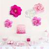 5Pcs Center Decoration Paper Flowers Pink 3D Wall Decoration  Party Decoration