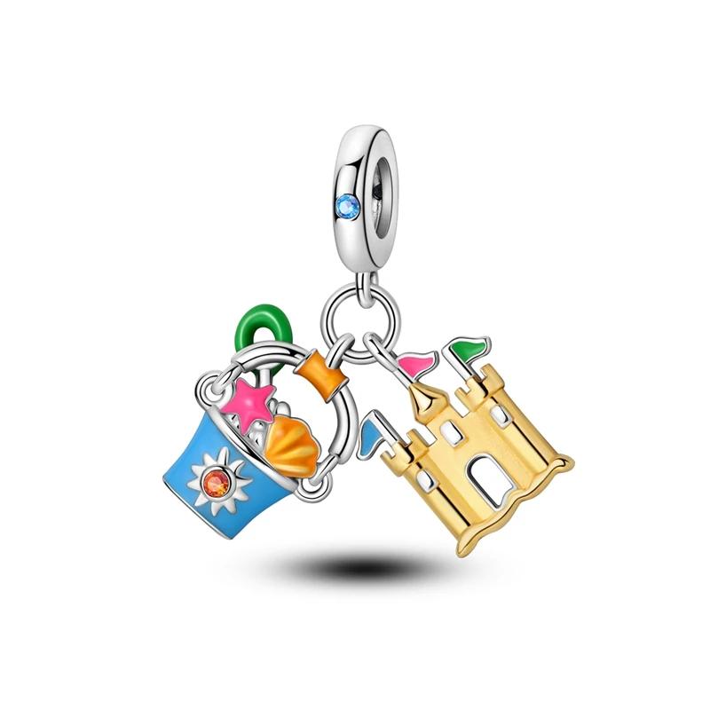 Copper Colorful Sunflower Dog Boys Gift Items Butterfly Aircraft Earth Charms Fit Original Pendant Jewelry Make Up