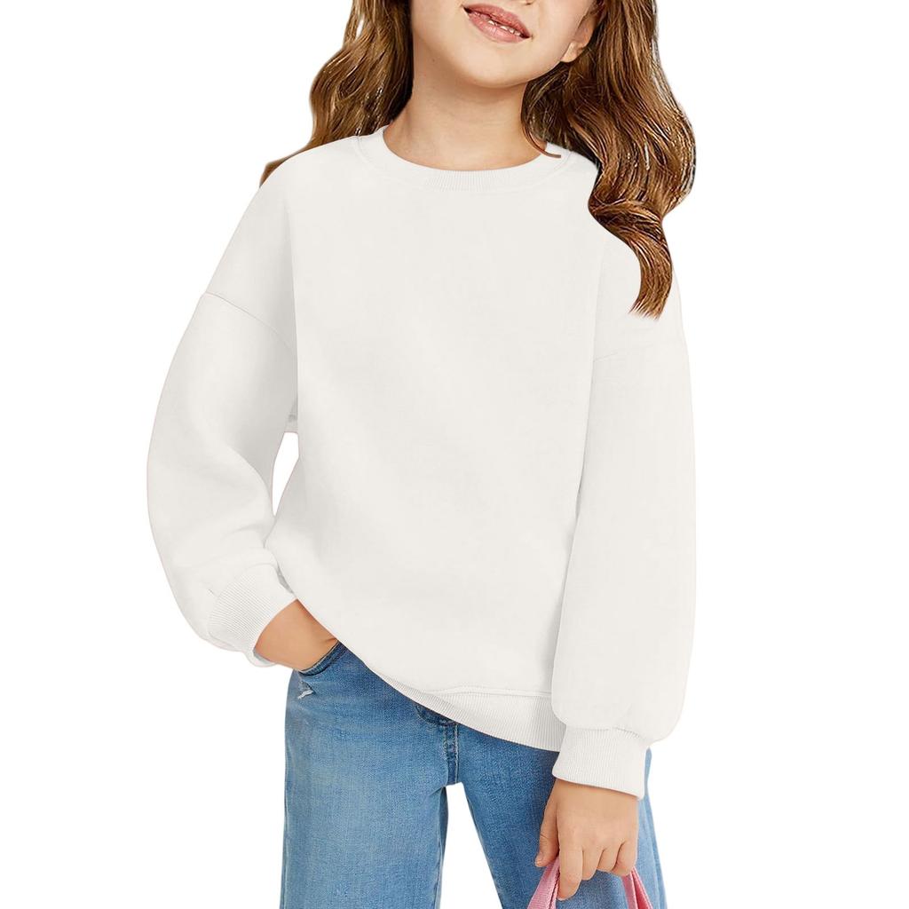 Winter Boy And Girls Round Neck Pullovers For Kids Long Sleeved T-shirt Solid Color Baby Tops