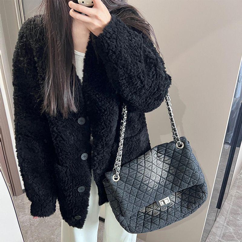 

Winter high-end sense popular Tuscan fur thousand gold wind imitation wool coat medium length light women S 80-47.5 kg