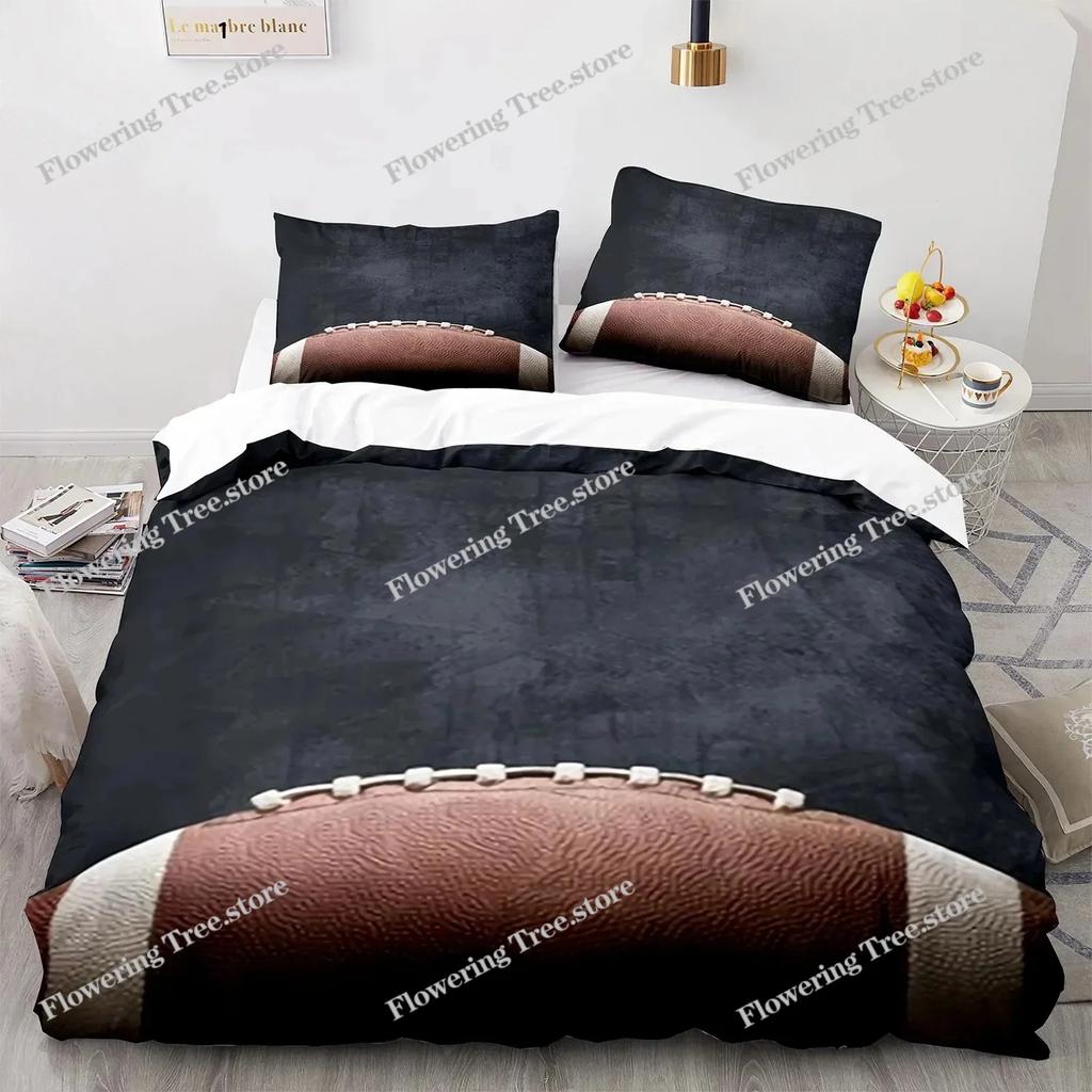 Football Duvet Cover For Boys Girls Burning Football Microfiber Sports Games Theme Soft King Size Quilt Cover