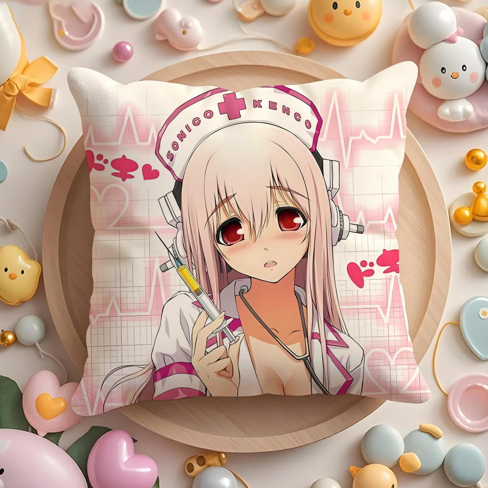 S-SUPER Anime S-SONICO Poszewka na poduszkę do domu i samochodu, wielofunkcyjna - Dwustronna, Miękka i Trwała do codziennego użytku