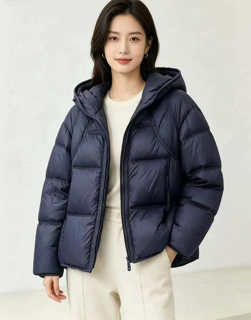 New puff down jacket women's short hooded Korean version loose small bread jacket thickened warm jacket women