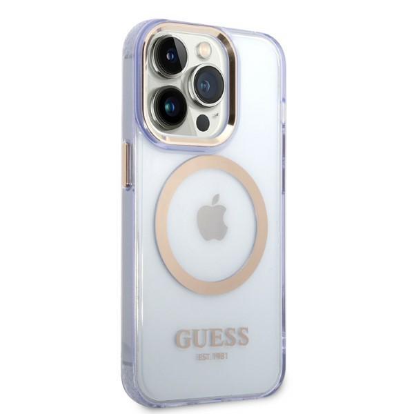 Guess Guhmp14Xhtcmu Iphone 14 Pro Max 6,7 Purpurowy/Purple Hard Case Gold Outline Translucent Magsafe