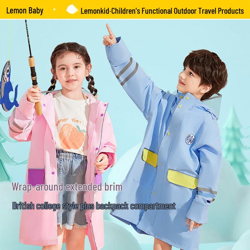 Kids School-Style Rain Poncho with Backpack Slot XXL