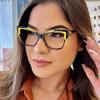 Trendy Cat Eye TR90 Photochromic Reading Glasses for Women Anti Blue Light Hyperopia Prescription Eyewear Color Matching Frame
