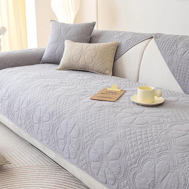 Cotton Sofa Cushion All Seasons Universal Cotton Fabric Non-Slip Cushion Cover Cloth Simple Sofa Cover Back Towel