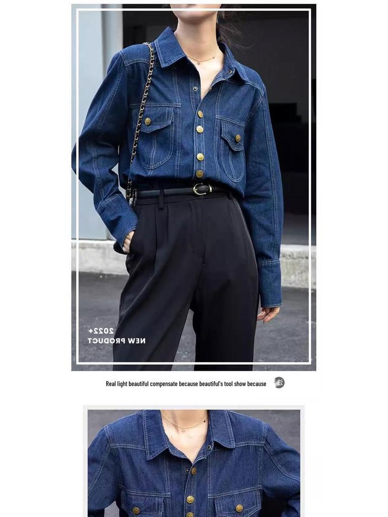 Women's Plus Size Retro Denim Shirt Jacket - Spring/Autumn 2025