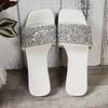 Flat Slippers for Women 2025 Summer Designer  Big Size Rhinestone Flip-flops Ladies Fashion Casual Sequin Slipper Shoes Woman