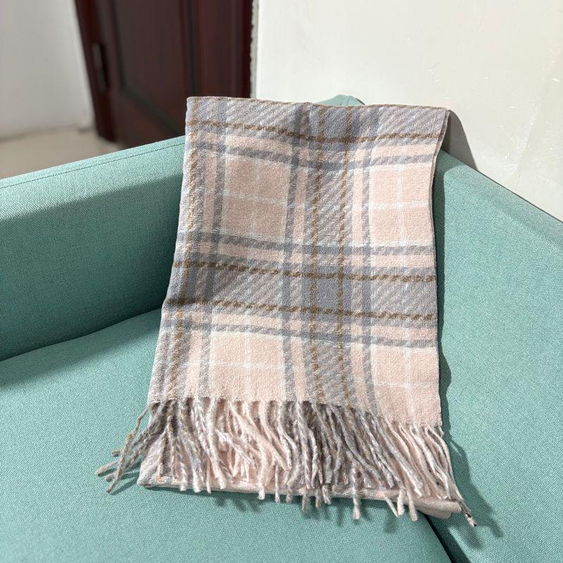 Women's Faux Cashmere Plaid Scarf - Korean Style, Thick & Warm Autumn/Winter Shawl