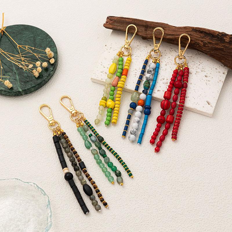 New Fashion Colorful Beads Keychain Bag Pendant Charms Keyring Backpack Decor Jewelry Accessories