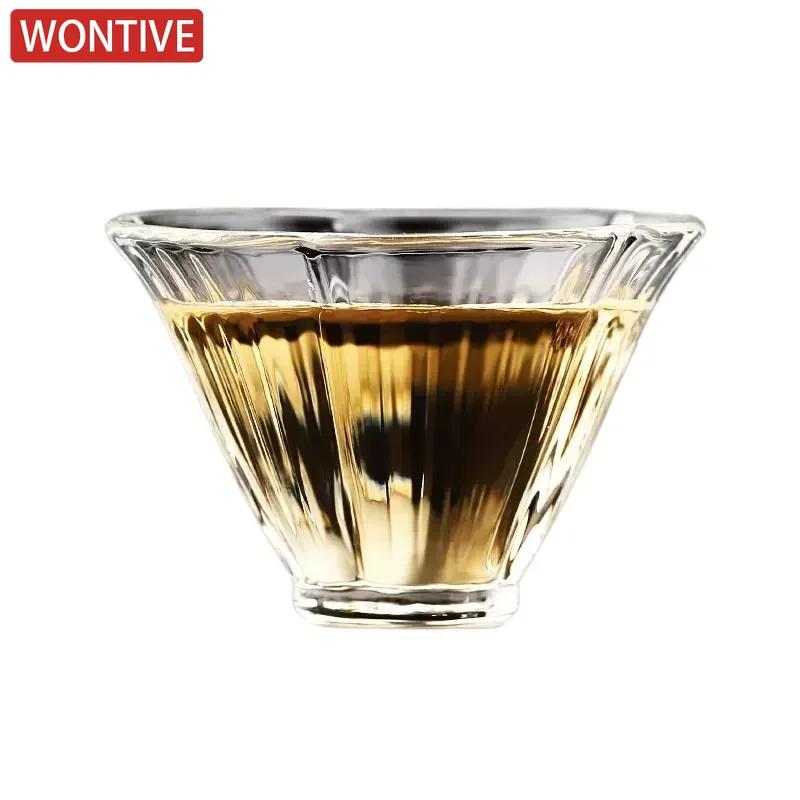 1-2 STÜCK 40ML Japanischer Stil Blütenblatt Kleine Teetassen Einzelne Tasse Spezielle Hitzebeständige Glas Teetasse Kristall Meistertasse Transparent