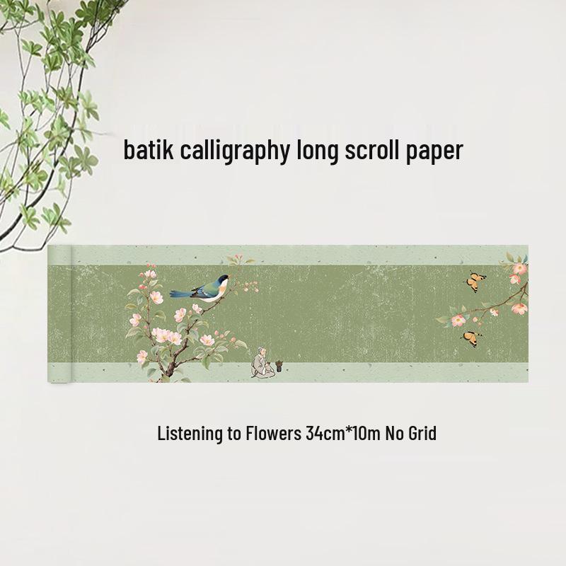 Batik Zen-Style Thickened Long Scroll Semi-Sized Xuan Paper for Calligraphy Practice and Examination