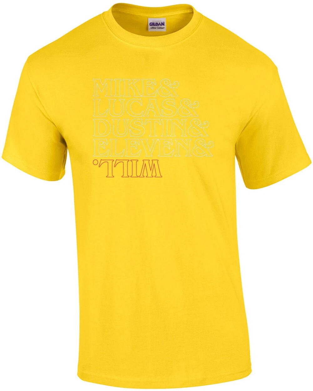 Mike & Lucas & Dustin & Eleven & Will Upside Down - Stranger Things Shirt 2XL