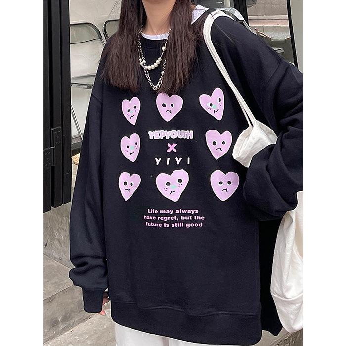 Fleece autumn and winter Korean version niche casual couple sweater women's ins lazy style design sense loose large size coat