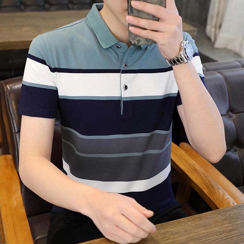 

Мужская летняя хлопковая повседневная модная футболка с коротким рукавом и лацканами, универсальная рубашка поло, удобная и мягкая XXXXL
