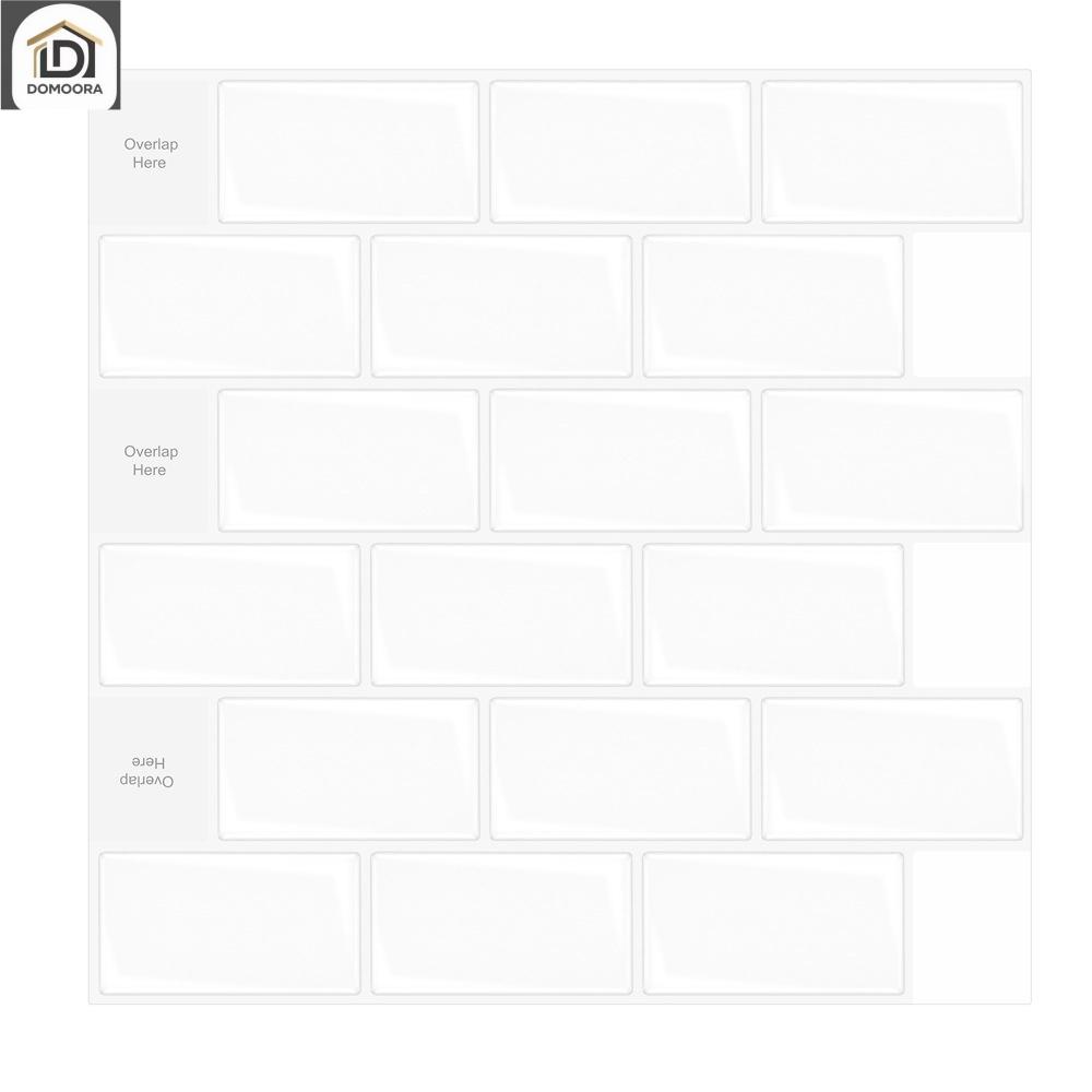 Waterproof Resin Mosaic Subway Wall Tile Peel Stick Glossy Self Adhesive Sheets for Rental House Upgrade Decor