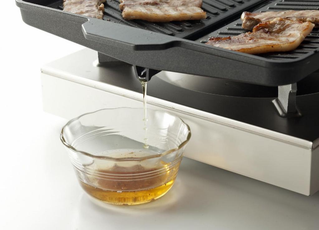 Ishigaki Grilling 37cm X 26cm X Delicious and Healthy Grilling Plate for Portable Gas with Grooves for Draining Excess for Korean 3562 Plate, Black,