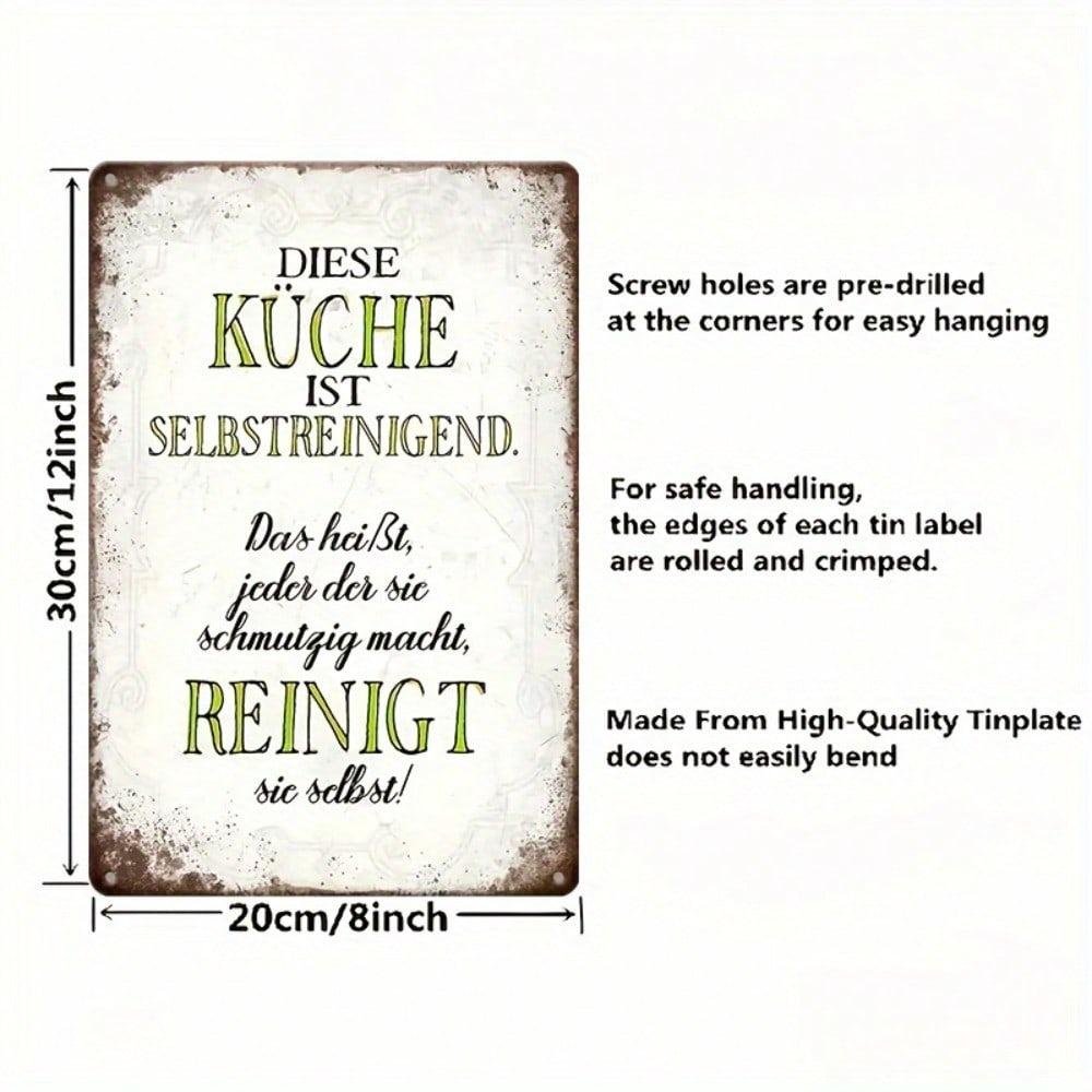 Vintage Metal Wall Art German Quote Kitchen Sign Rustic Farmhouse Decor