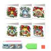 6 Pcs DIY Rhinestone Art Painting Cards Christmas Greeting Card Making Kit with Envelopes 5D Snowman Cat Deer Rhinestone