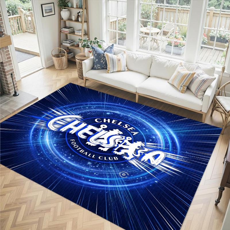 Tappeto in Velluto di Cristallo Design Chelsea FC Accogliente Non?Tappeto Stampato Antiscivolo per Camera da Letto Soggiorno Ingresso