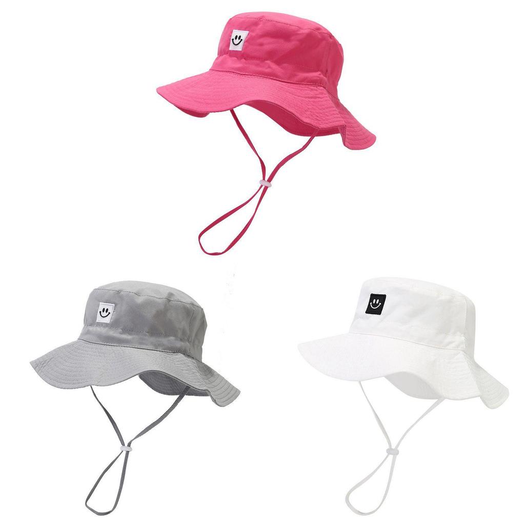 Baby Mädchen Kinder Sonnenhut mit einfarbigem lächelndem Gesicht Stickerei Design für Sommer Outdoor Schutz