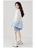 Girls' Trendy Gradient Long-Sleeve Cotton Shirt - Spring/Summer 2025, Medium/Large, Lapel Cardigan, Parent-Child Matching.