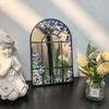 28x43cm Acrylic Arched Window Wall Mirror Wall Decorative Mirror Windowpane Arch Mirror for Bathroom Farmhouse Vanity Room Decor