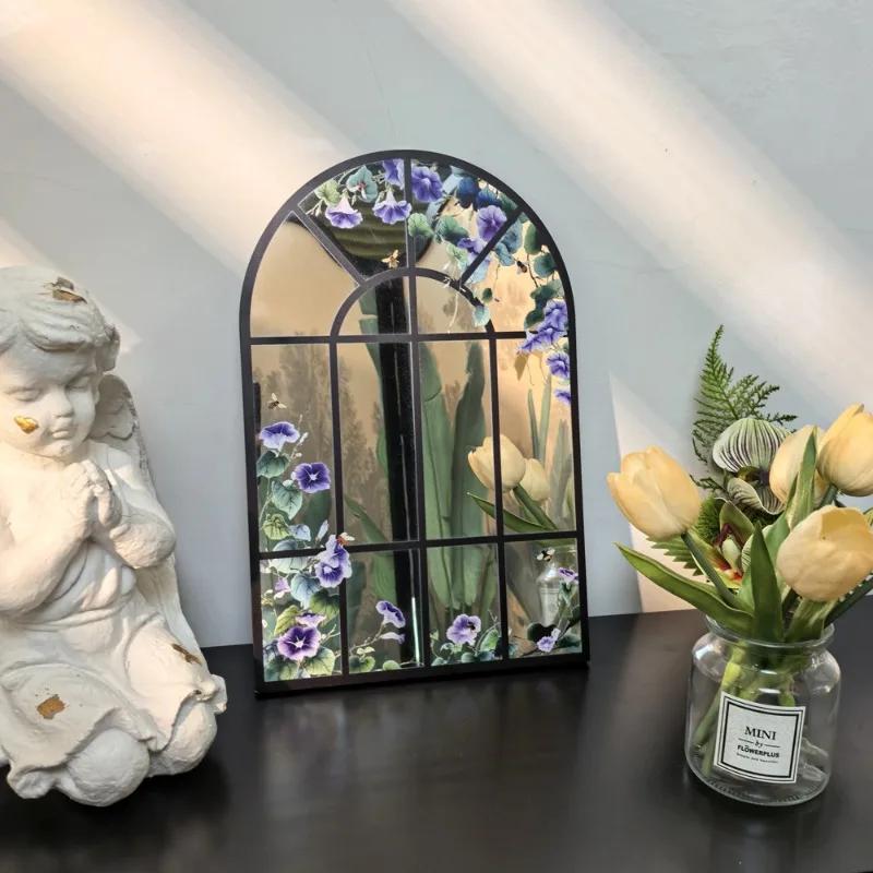 28x43cm Acrylic Arched Window Wall Mirror Wall Decorative Mirror Windowpane Arch Mirror for Bathroom Farmhouse Vanity Room Decor