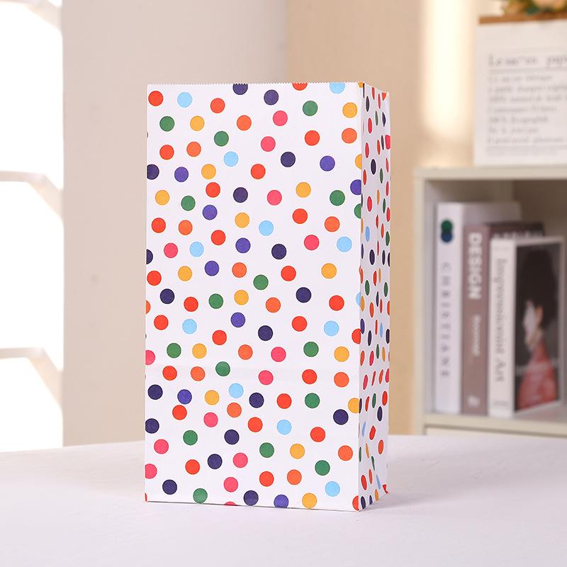 Rainbow Colorful Dot Stripe Paper Bag Gift Bags Wedding Party Open Top Stand Up Favor Bags DIY Candy Birthday Supplies