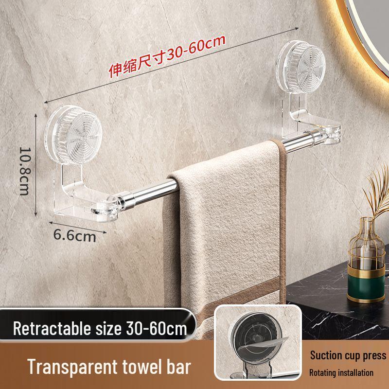 Suction Cup Rotatable Towel Rack: No-Drill, Retractable, Movable Bathroom Storage