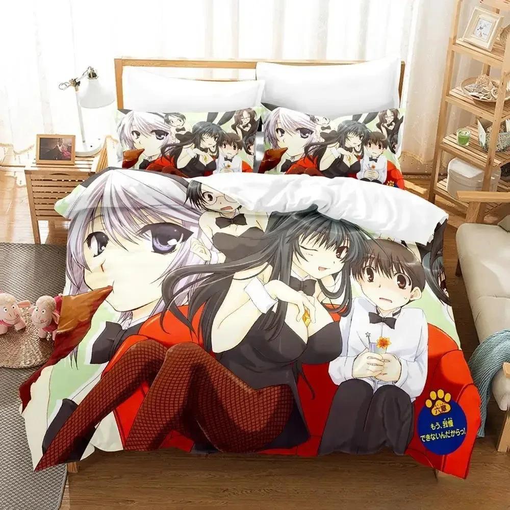 Neues Kanokon Bettwäscheset Einzelbett Twin Full Queen King Size Bettset Erwachsener Kind Schlafzimmer Bettbezugsets 3D-Druck Anime Bettlaken-Set