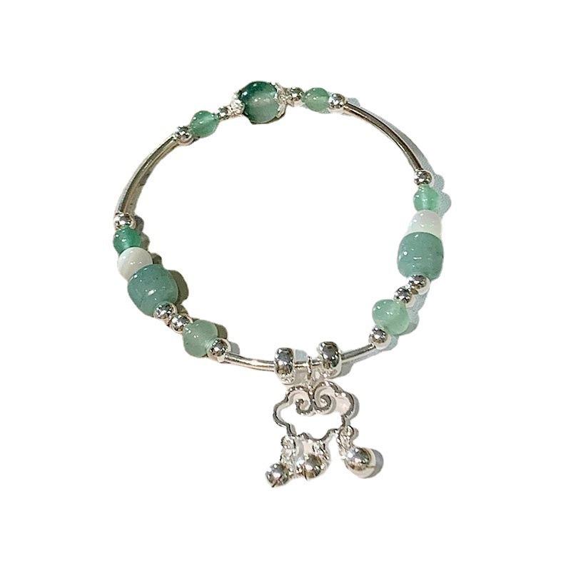 JYL TS Bracelet Women s  Moonstone Beads Enhances Femininity And Emotional Balance New Green Pearl Safety Lock античная латунь