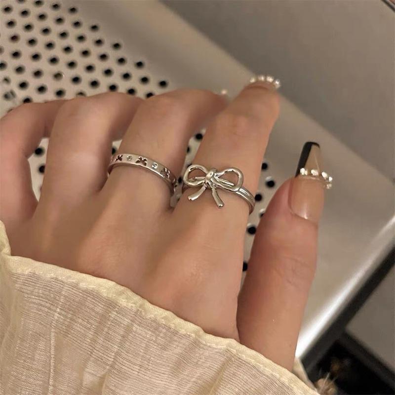 Fashion Bow Ribbon Rings For Women Sweet Cute Geometric Bow Opening Adjustable Rings Wedding Party Jewelry Gifts